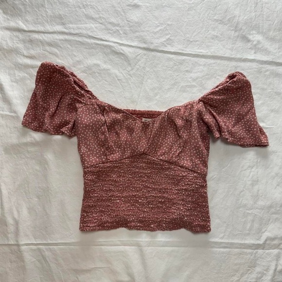 Abercrombie & Fitch Tops - Cottagecore Abercrombie & Fitch Pink Smocked Poplin Puff Sleeve Top Sz S